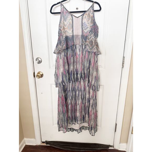 Anthropologie Dress Meadow Rue Boho Josie Tiered Maxi Fairy Multi Bohemian Sz 10 - Picture 3 of 10